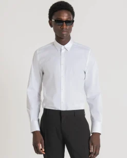 Camicia Antony Morato bianca in popeline di cotone stretch super slim-fit