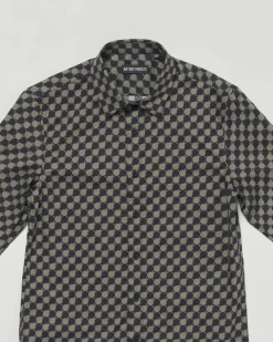 Camicia Antony Morato in misto viscosa e cotone con fantasia bicolore nera e verde