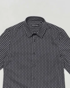 Camicia Antony Morato nera in misto viscosa e cotone con fantasia a rombi