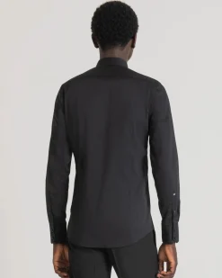 Camicia Antony Morato nera in popeline di cotone stretch super slim-fit