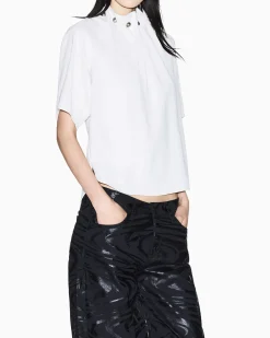 Camicia Armani Exchange bianca in tessuto con dettagli in rilievo e bottoni metallici