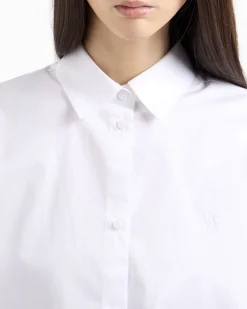 Camicia bianca cropped Armani Exchange in popeline di cotone