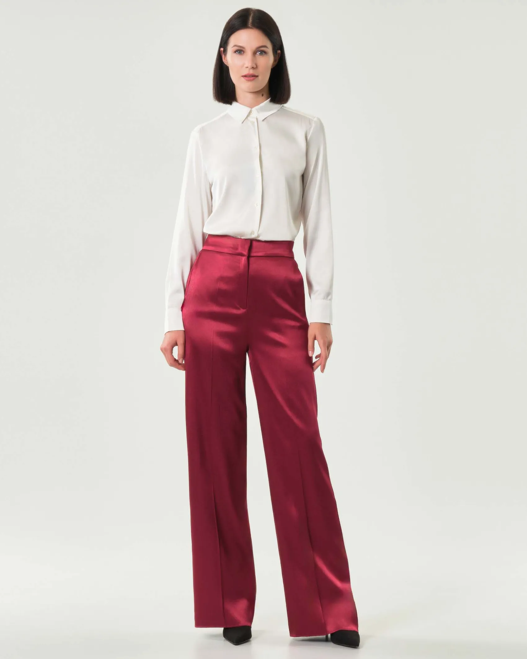 Camicia bianca Emme Marella in raso stretch con colletto classico