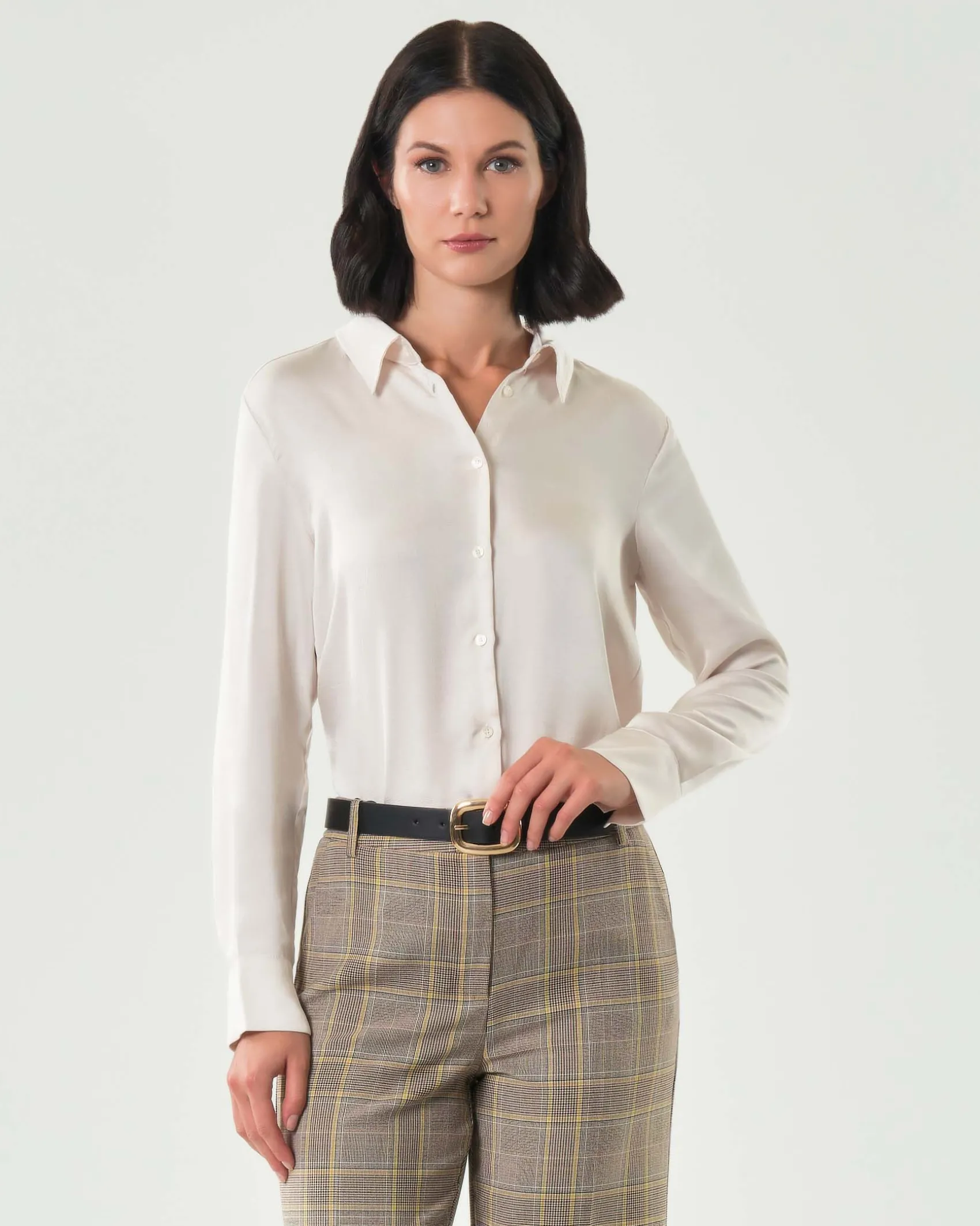 Camicia bianca Emme Marella in satin con colletto classico