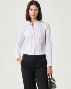 Camicia bianca Emme Marella in popeline di cotone stretch dalla linea semiaderente