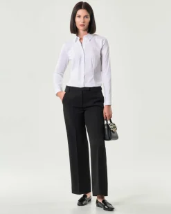 Camicia bianca Emme Marella in popeline di cotone stretch dalla linea semiaderente