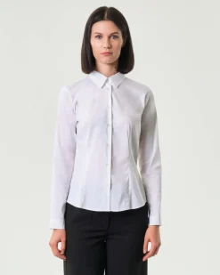 Camicia bianca Emme Marella in popeline di cotone stretch dalla linea semiaderente