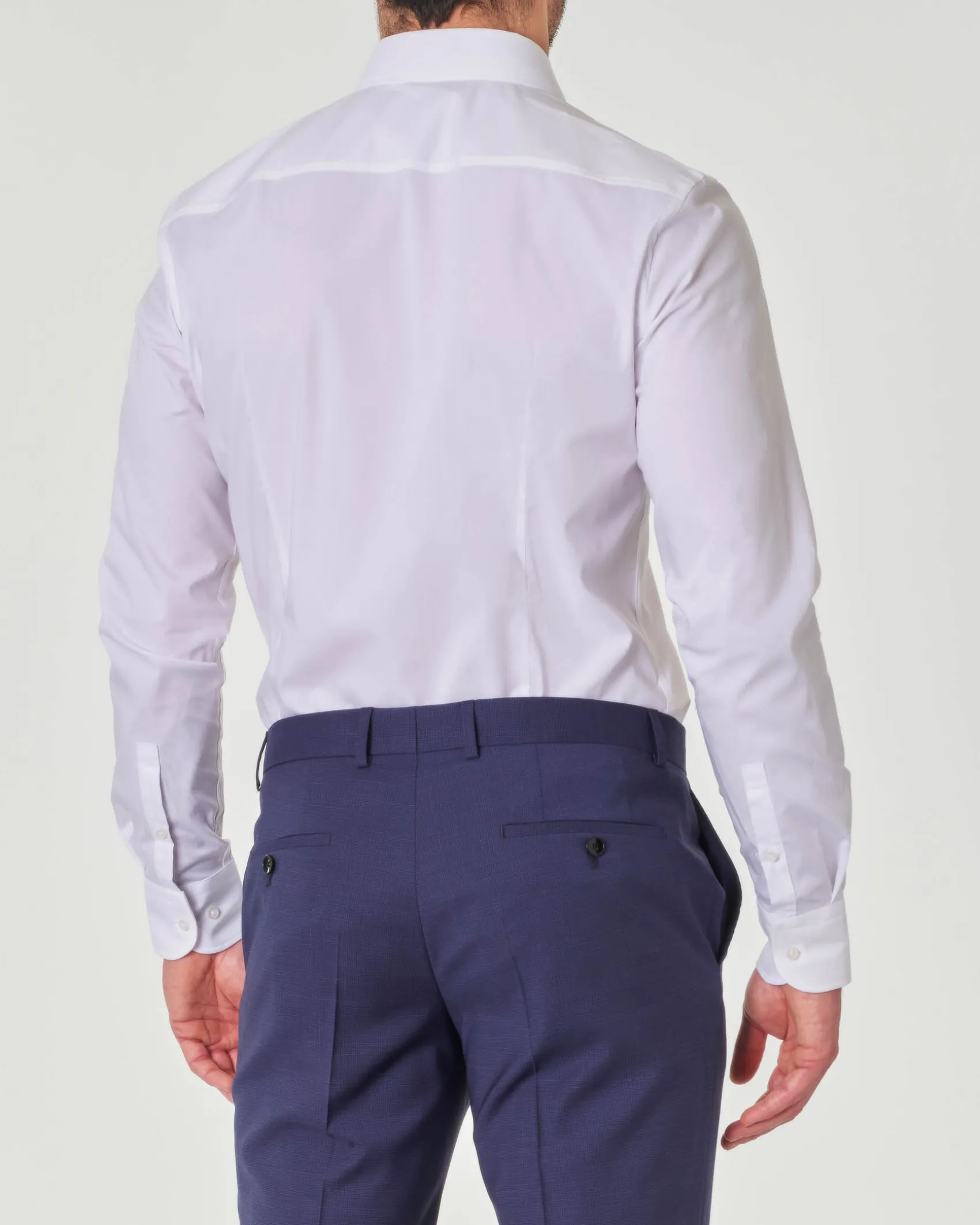 Camicia bianca Hank in popeline di cotone stretch con colletto Kent