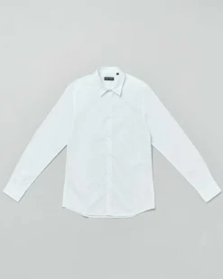 Camicia bianca in cotone operato a maniche lunghe