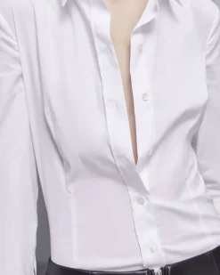 Camicia bianca Patrizia Pepe in popeline di cotone stretch dalla linea sfiancata