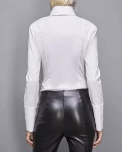 Camicia bianca Patrizia Pepe in popeline di cotone stretch dalla linea sfiancata