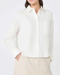 Camicia bianca Weekend Max Mara in Oxford di cotone con logo ricamato sul fondo