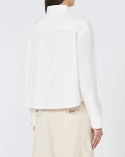 Camicia bianca Weekend Max Mara in Oxford di cotone con logo ricamato sul fondo