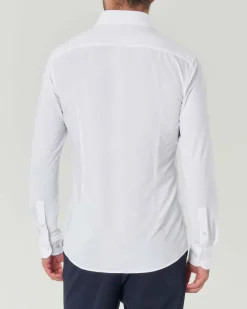 Camicia Boss bianca Hank regular-fit in tessuto tecnico armaturato a puntini con colletto Kent