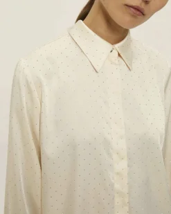 Camicia color avorio Emme Marella in raso con strass applicati sul davanti