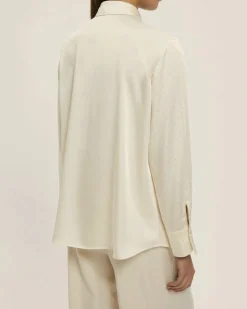 Camicia color avorio Emme Marella in raso con strass applicati sul davanti
