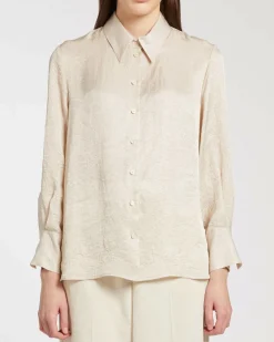 Camicia color gesso Marella in tessuto froisse con colletto classico