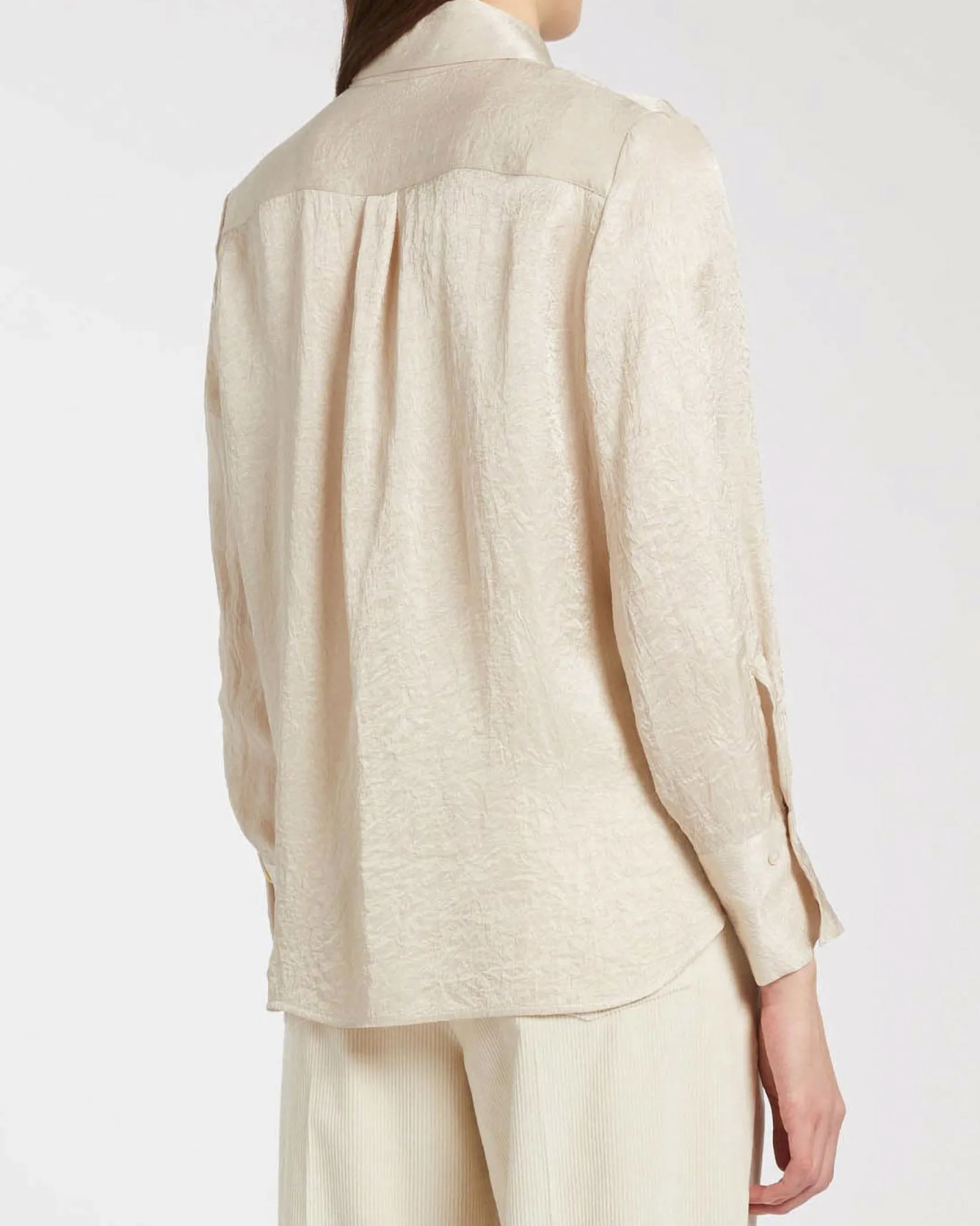 Camicia color gesso Marella in tessuto froisse con colletto classico