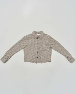 Camicia cropped Kocca pied de poule marrone
