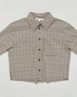 Camicia cropped Kocca pied de poule marrone
