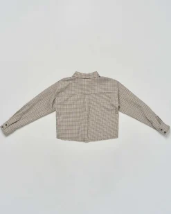 Camicia cropped Kocca pied de poule marrone