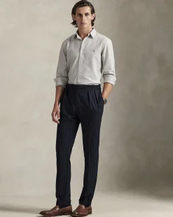 Camicia custom-fit Polo Ralph Lauren grigia in Oxford con colletto button-down e logo ricamato sul petto