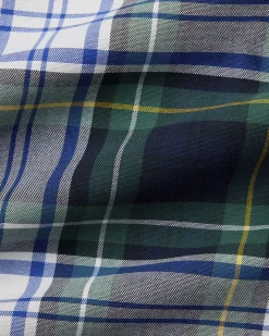 Camicia custom-fit Polo Ralph Lauren in Oxford check verde e blu con colletto button-down e taschino