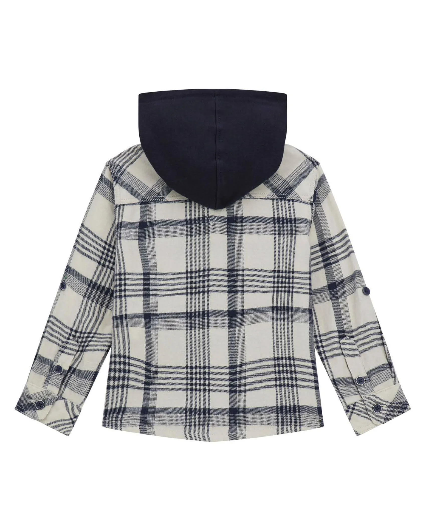 Camicia Guess in puro cotone blu e avorio con cappuccio