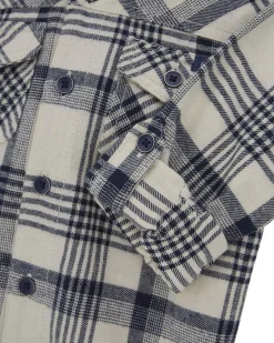 Camicia Guess in puro cotone blu e avorio con cappuccio