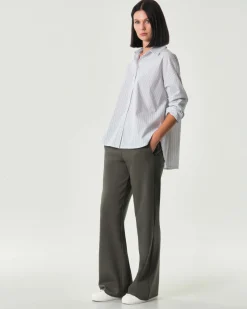 Camicia Hlo! over bianca a righine blu in misto cotone