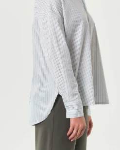 Camicia Hlo! over bianca a righine blu in misto cotone