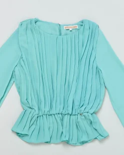 Camicia Kocca turchese plissè con vita elasticizzata