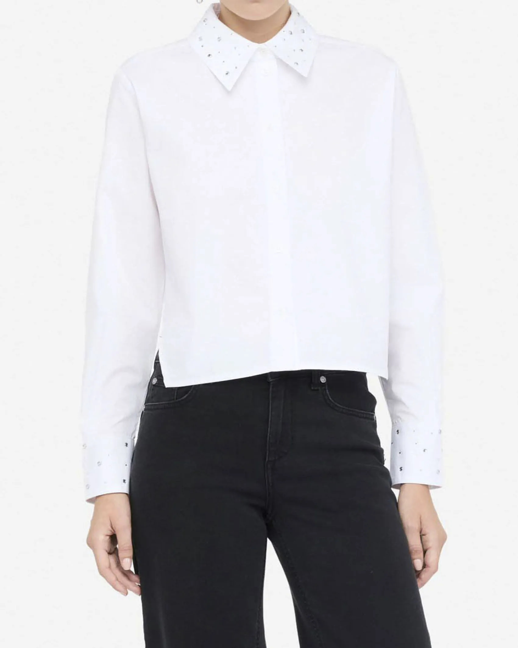 Camicia Liu Jo bianca in cotone con dettagli gioiello