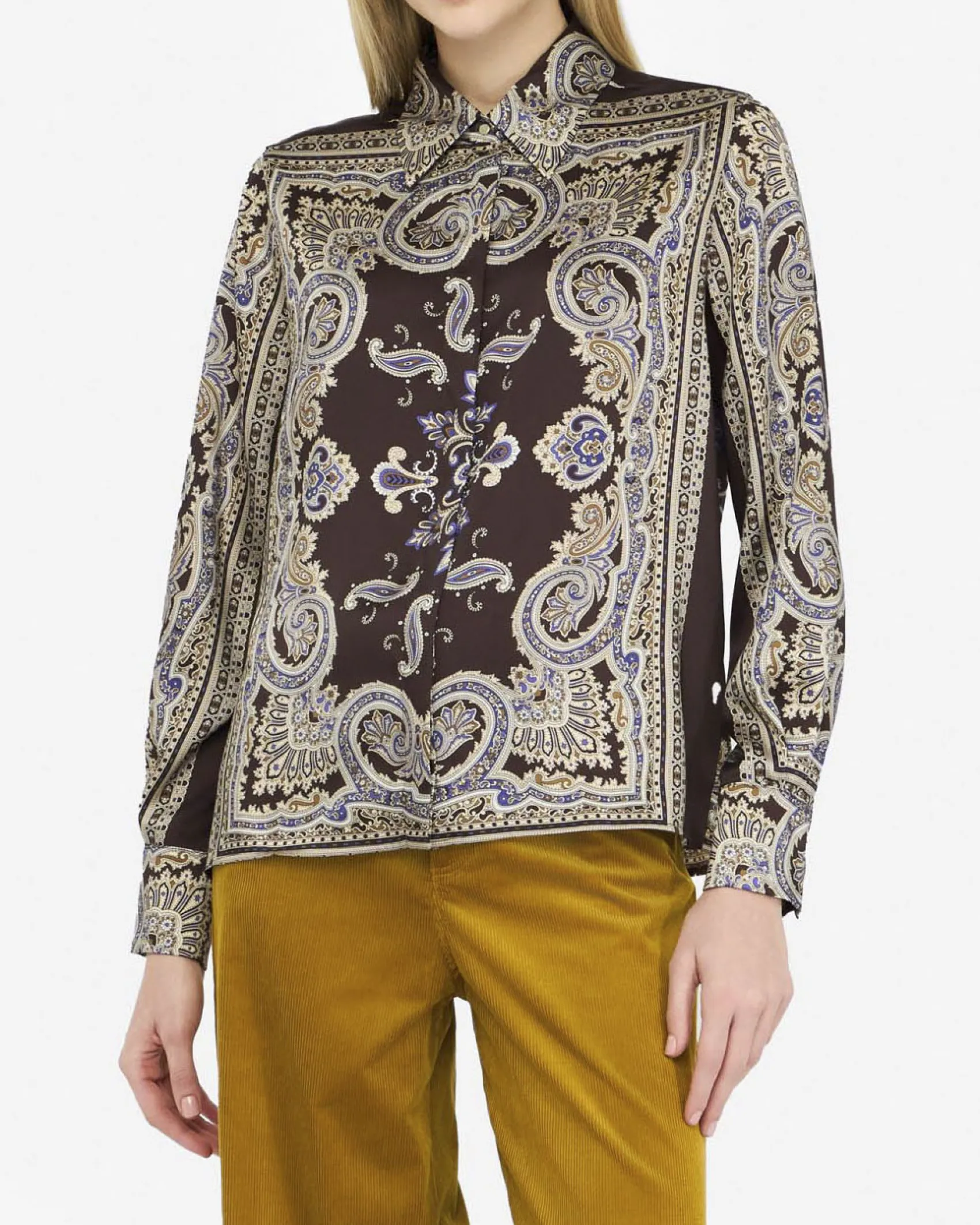 Camicia Liu Jo Jeans bordeaux in viscosa con stampa paisley