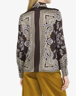 Camicia Liu Jo Jeans bordeaux in viscosa con stampa paisley