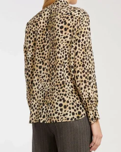 Camicia Marella in crêpe de Chine di pura a stampa animalier