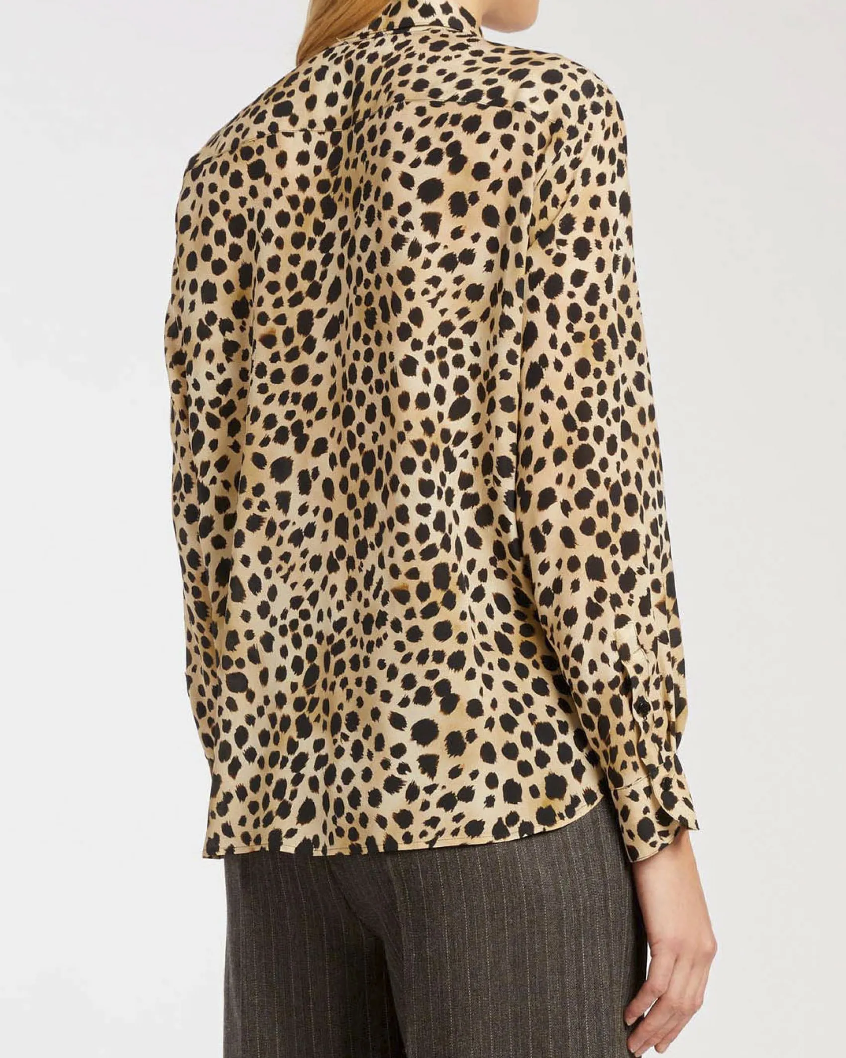 Camicia Marella in crêpe de Chine di pura a stampa animalier