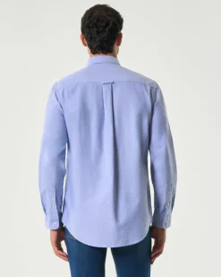 Camicia My Stuff azzurra in Oxford di puro cotone con colletto button down e taschino