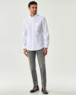 Camicia My Stuff bianca in Oxford di puro cotone con colletto button down e taschino