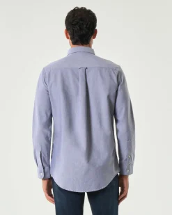 Camicia My Stuff indaco in Oxford di puro cotone con colletto button down e taschino