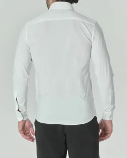 Camicia Pellizzari bianca in tessuto tecnico hyper comfort simil popeline con collo button down
