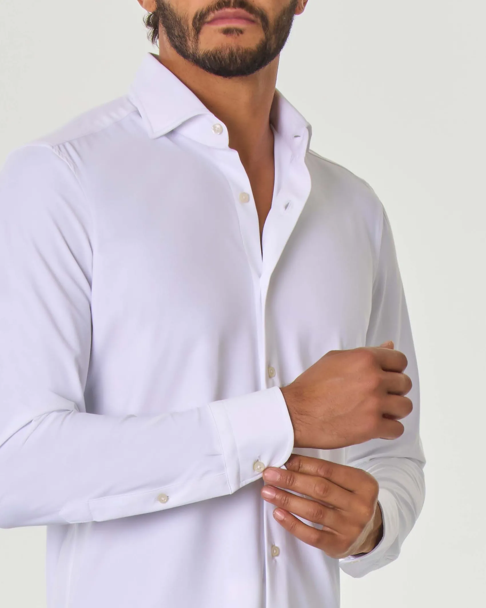 Camicia Pellizzari bianca in tessuto tecnico hyper comfort simil popeline