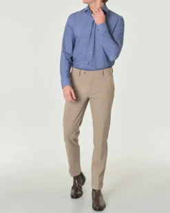 Camicia Pellizzari blu slim-fit in tessuto tecnico effetto chambray