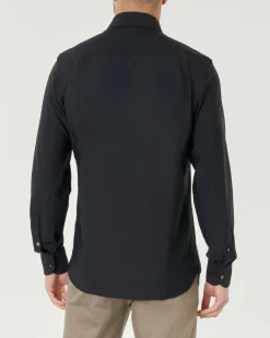 Camicia Pellizzari nera in tessuto tecnico hyper comfort simil popeline