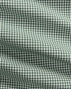 Camicia Polo Ralph Lauren custom-fit in popeline di cotone stretch a fantasia vichy bianco e verde con colletto button-down