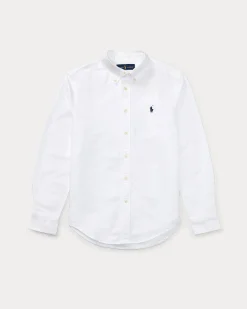 Camicia Polo Ralph Lauren bianca Oxford in cotone con logo pony blu