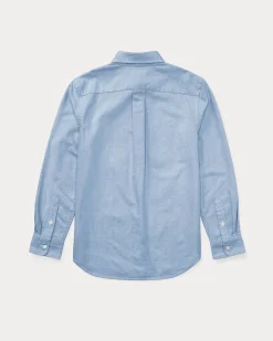Camicia Polo Ralph Lauren azzurra Oxford in cotone con logo pony blu