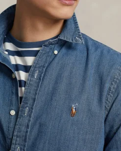 Camicia Polo Ralph Lauren in denim slim-fit con collo button down