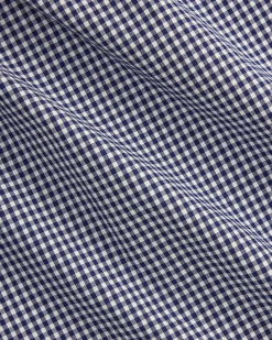 Camicia Polo Ralph Lauren custom-fit in popeline di cotone stretch a fantasia vichy bianco e blu con colletto button-down