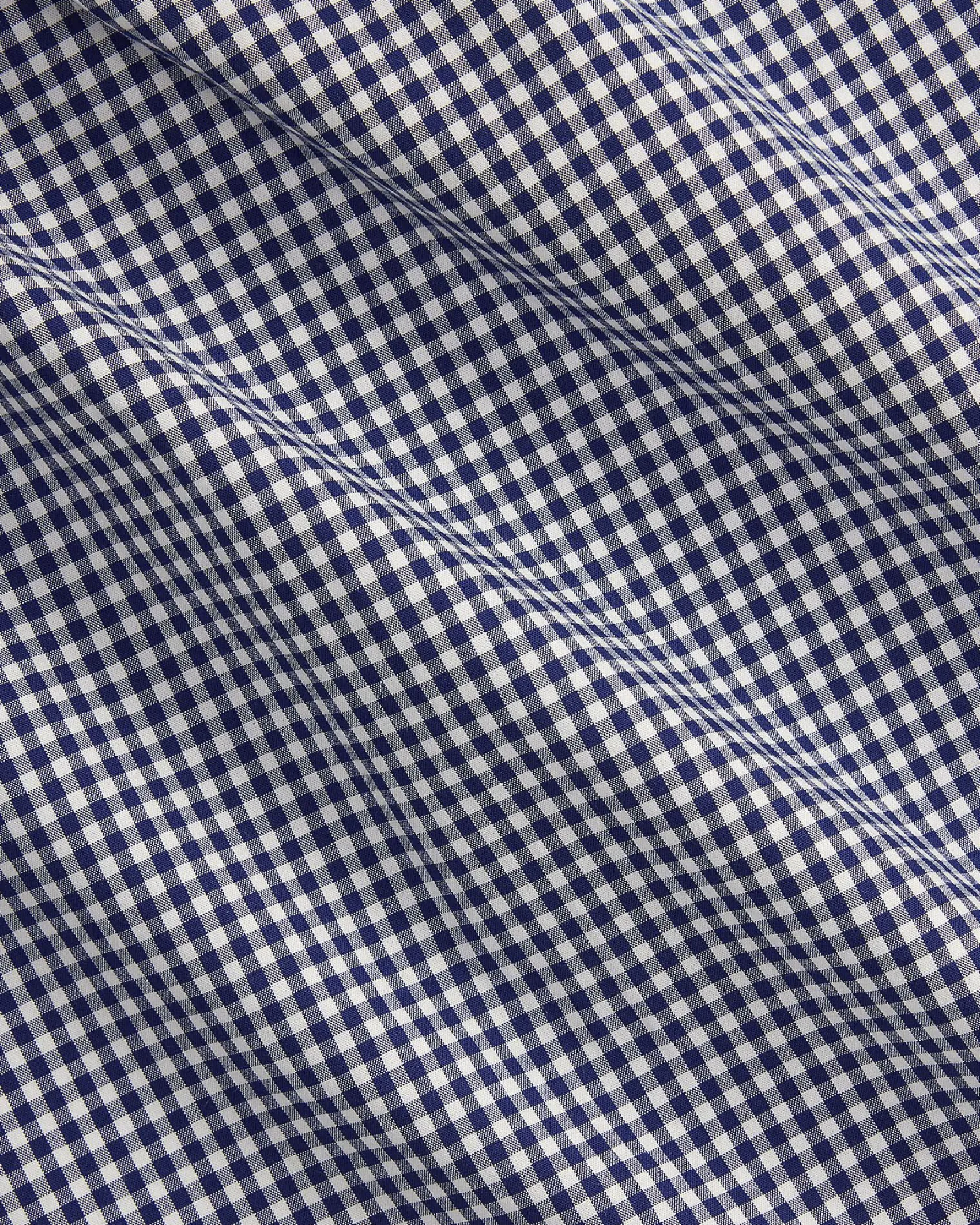 Camicia Polo Ralph Lauren custom-fit in popeline di cotone stretch a fantasia vichy bianco e blu con colletto button-down